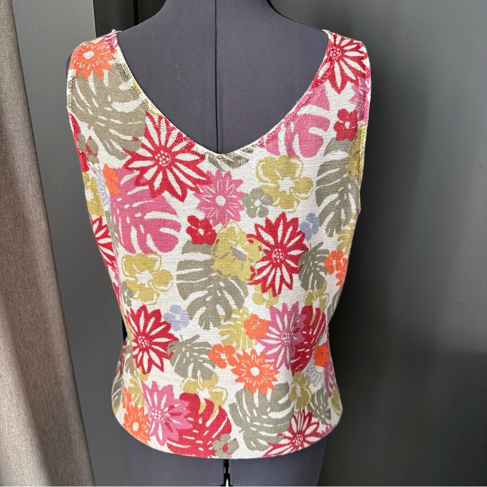 Sigrid Olsen Floral Tank Top in Red, Pink, Orange, Green, Cream - Picture 10 of 11